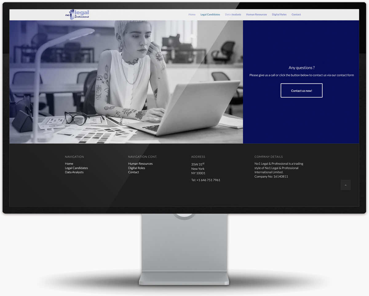 website on desktop screen
